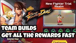 CLEAR SUMMER YANG TRIAL REALM Team builds to get all your rewards quickly Street Fighter Duel