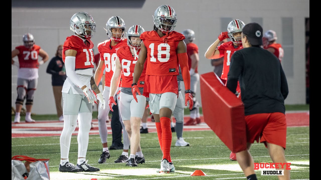 Ohio State receiver Marvin Harrison Jr. practices at punt returner