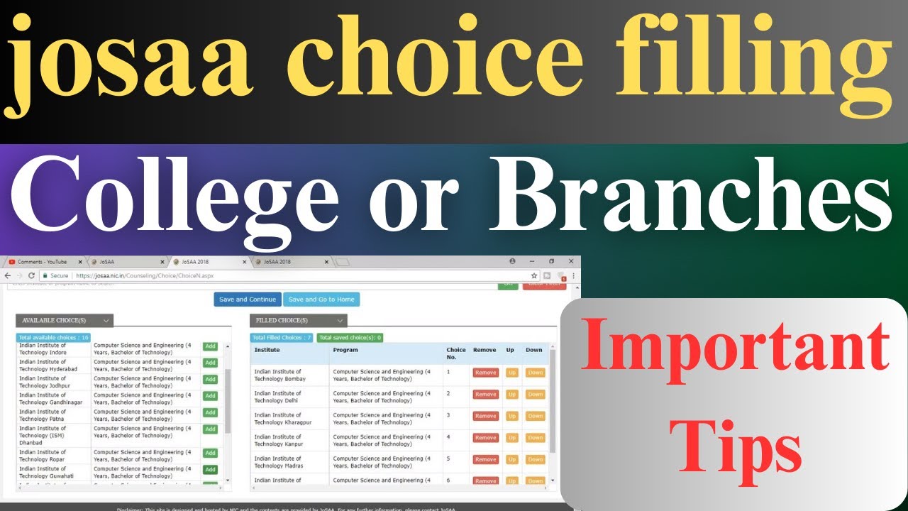 josaa counselling procedure 2023 |josaa counselling 2023 |josaa counselling |josaa choice filling |