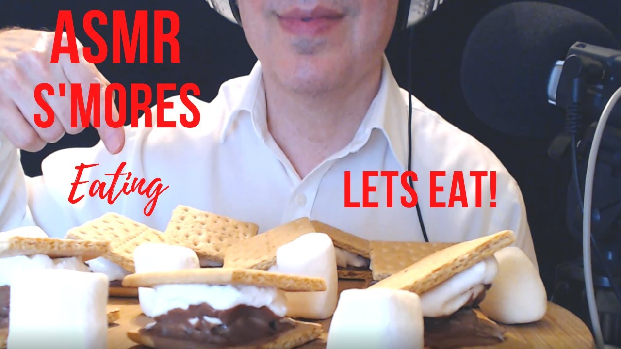 ASMR CRUNCHY & SOFT EATING SOUNDS.TASTING S'MORES FOR FIRST TIME ...