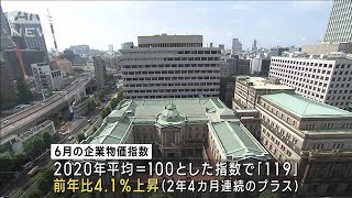 【速報】6月の企業物価指数　前年比＋4.1％　2年4カ月連続で前年上回る　日銀発表(2023年7月12日)