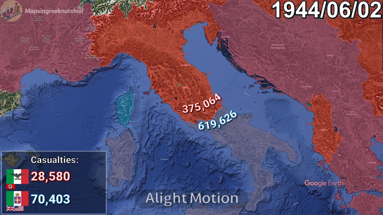 The Italian Civil War Every day Using Google Earth 