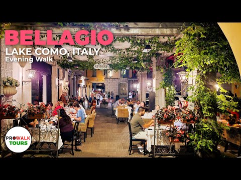 Bellagio Evening Walk - Lake Como, Italy - 4K with Captions