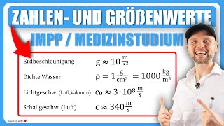 Diese Zahlen- und Größenwerte MUSS jeder️ Medizinstudent auswendig können (laut IMPP)