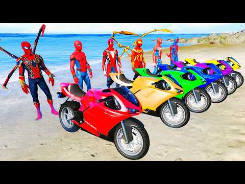 Spider-Man Rescue batman vs iron man vs venom funny Game GTA 5 superhero - Epic Racing Challenge