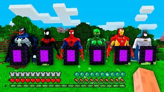 I Found PORTAL INSIDE MILES MORALES VENOM SPIDER MAN GREEN GOBLIN IRON MAN BATMAN in Minecraft !
