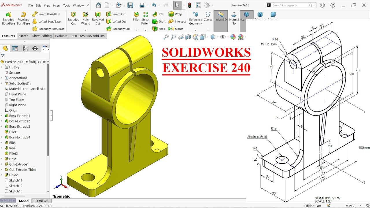 SolidWorks Tutorial for beginners- Exercise 240 - YouTube
