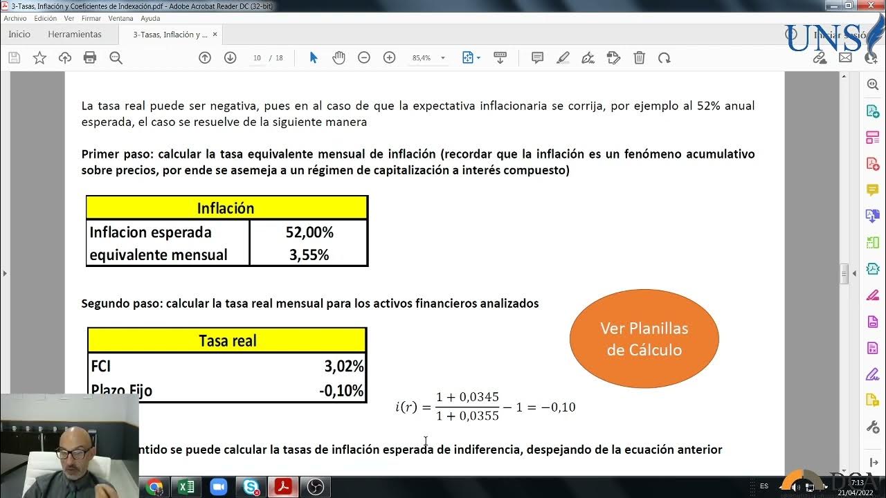 Tasa nominal y real Inflación esperada