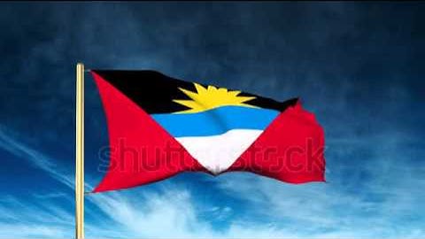 Antigua And Barbuda flag slider style. Waving in the win with cloud background animation Stock