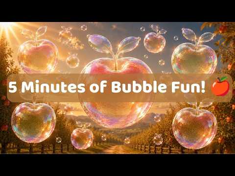 Fall Bubble Sensory Video for Babies 🍎 | 5 Minute Apple Bubble Animation with Relaxing Music