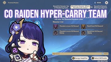 Raiden Hyper-carry Team 8000 points on 2.3 Energy Amplifier Domain Day 2  [Genshin Impact]