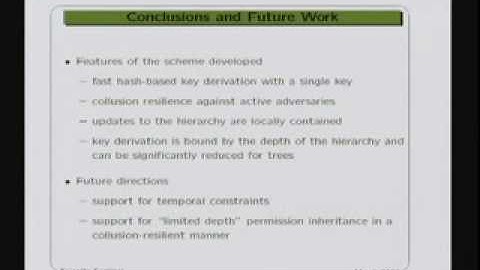 CERIAS Security: Dynamic and Efficient Key Management for Access Hierarchies 5/6