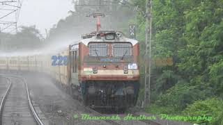 [4K] Monsoon Saga! High speed 22954 Gujarat Superfast Express On Bhayandar Curve!