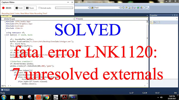 fatal error: LNK1120  unresolved externals (Solved and explained)