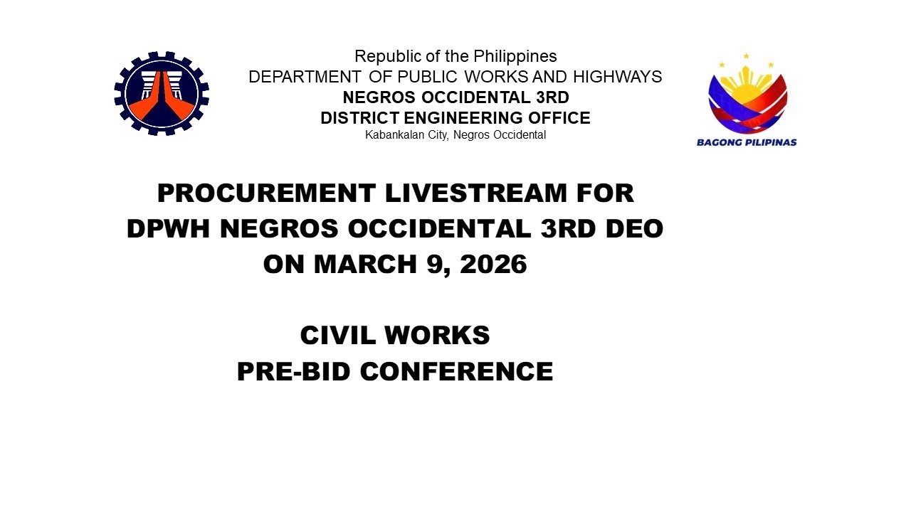 Procurement Livestream for DPWH Negros Occidental 3rd DEO on March 9, 2026