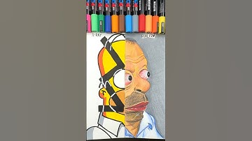 Drawing Homer Simpson in 2 Different Styles ✨ X-Ray & Realism ✨ #drawing #simpsons #shorts