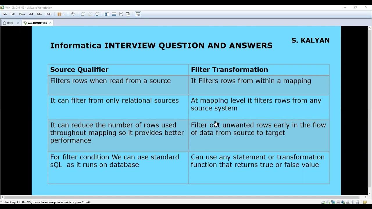 Informatica Powercenter, Interview Q & A ,Source Qualifier Vs Filter ...