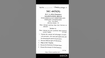 MCA 1st Sem Fundamental of Computers and emerging technologies PYP 2023-24 #bundelkhanduniversity#bu