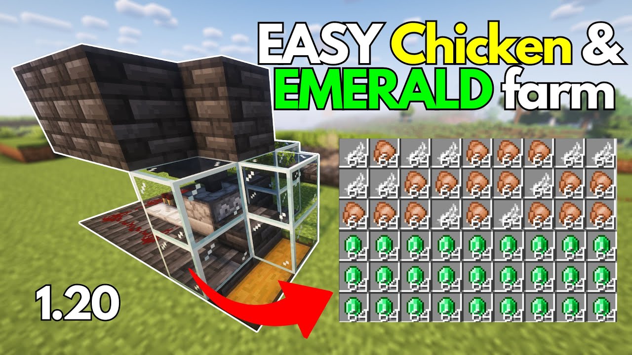 BEST AFK EMERALD & CHICKEN farm for Minecraft Bedrock 1.20+ YouTube