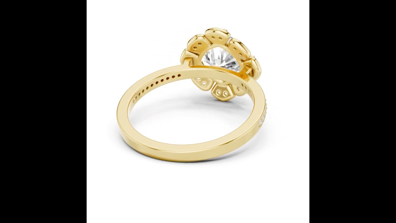Cushion Lab Diamond Flower Shaped Halo Diamond Wedding Ring