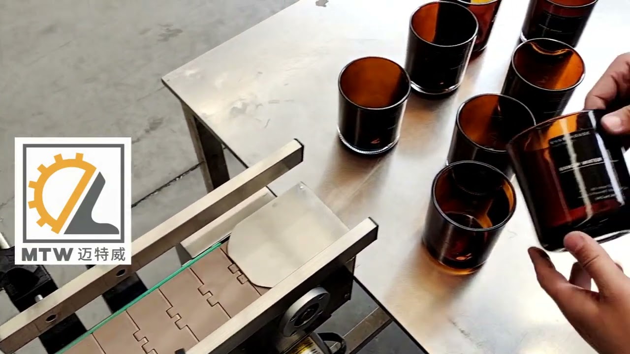 MTW Automatic Aromatherapy Candle Cup conical bottle labeling machine for candle jar