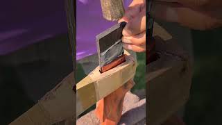 Axe Art : Design A Cool Kitchen Axe Handle From Siamese Rosewood #Asmr #Satisfying