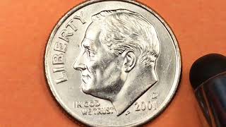 United States 2001 Silver and Copper Nickel Roosevelt Dimes - US 10 Cents Coins