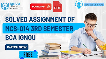 MCS-014 Solved Assignment 2023-24 BCA 2nd Semester | IGNOU | with PDF | Assignment