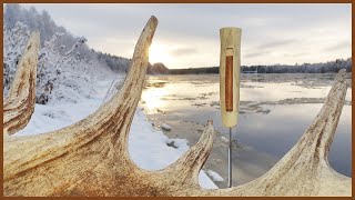 Moose Antler Spike Knife Handle With Birch Bark Inserts