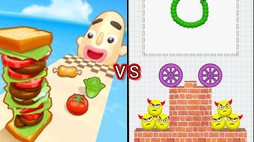 Sandwich Runner gameplay 🆚 Draw to Smash 🎮