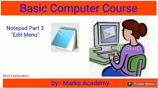 How to edit in notepad Part 3 . Edit Tab .Basic Computer Course/DCA.#computer