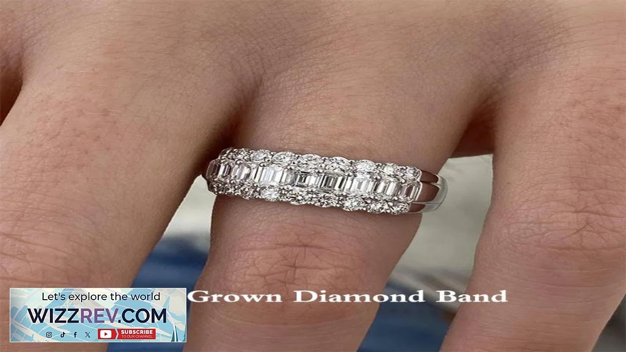 Обручальное кольцо с бриллиантами изумрудной и круглой огранки, выращенными в лаборатории методом...