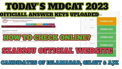 MDCAT 2023 Official answer keys | How to Check & download online SZABMU website | result MDCAT 2023