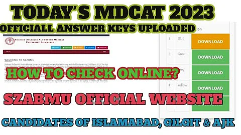 MDCAT 2023 Official answer keys | How to Check & download online SZABMU website | result MDCAT 2023