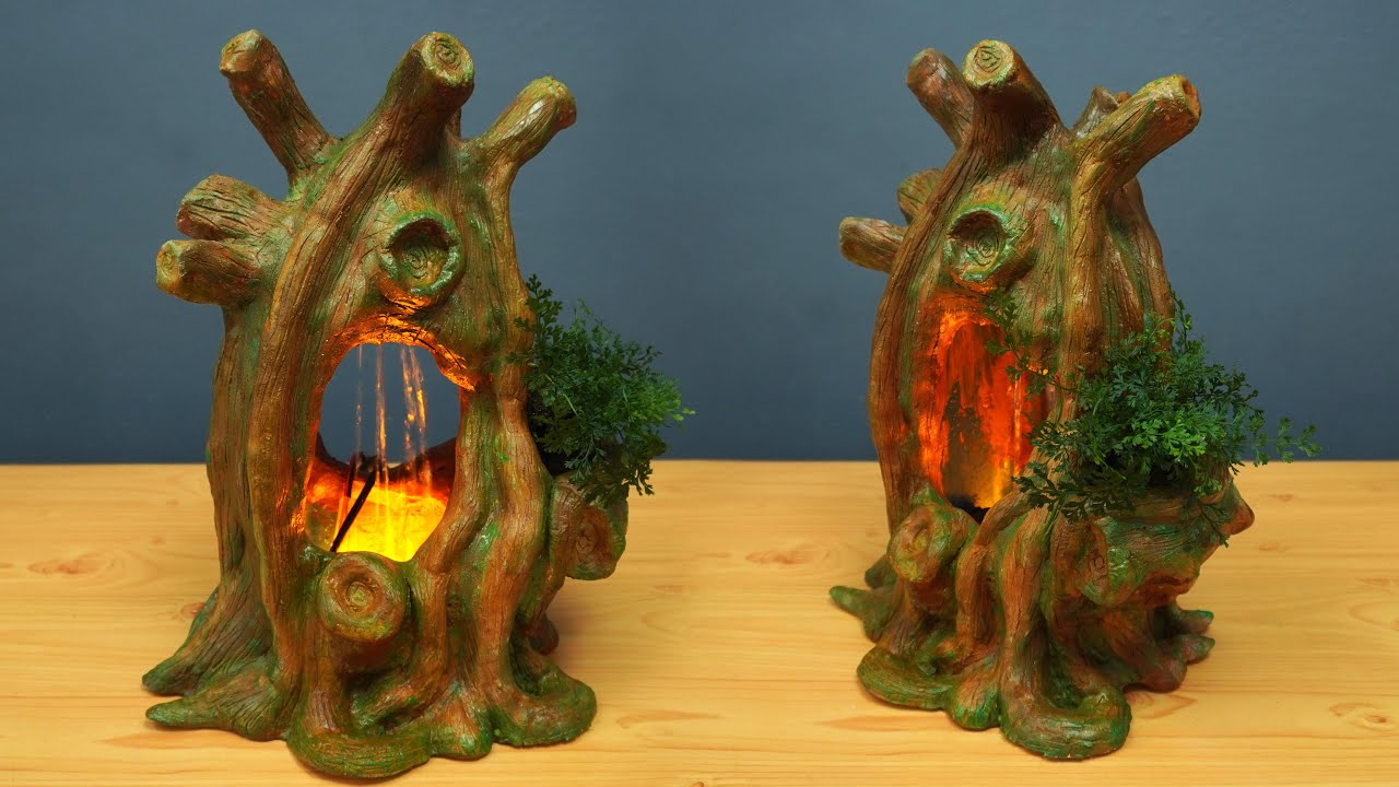 DIY Cement Tabletop Fountain Using Plastic Bottle | Upcycling Plastic Bottle | Desktop Fountain