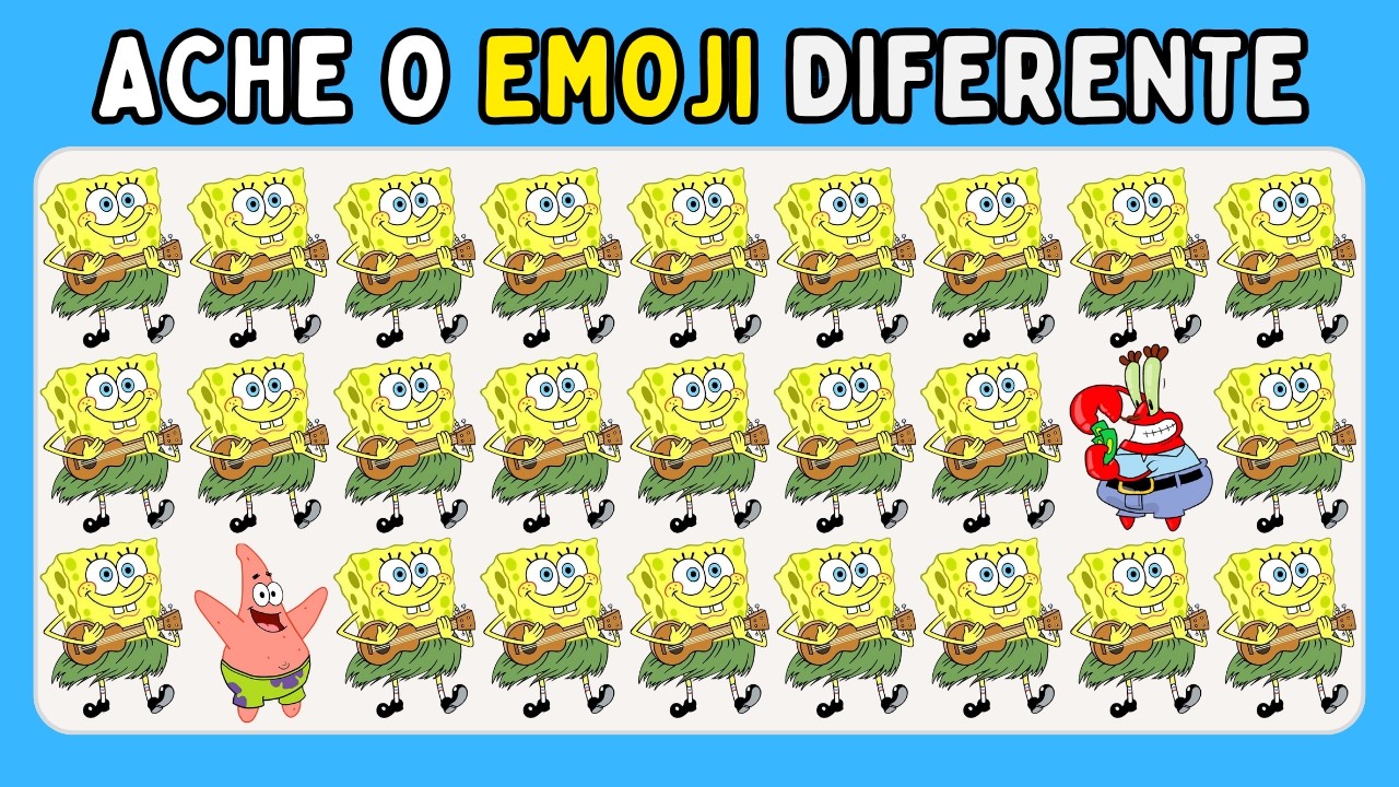 🦀🧽 DESAFIO BOB ESPONJA – Encontre o Emoji Diferente 👀🕵️‍♂️ | Poucos Acertam Tudo!
