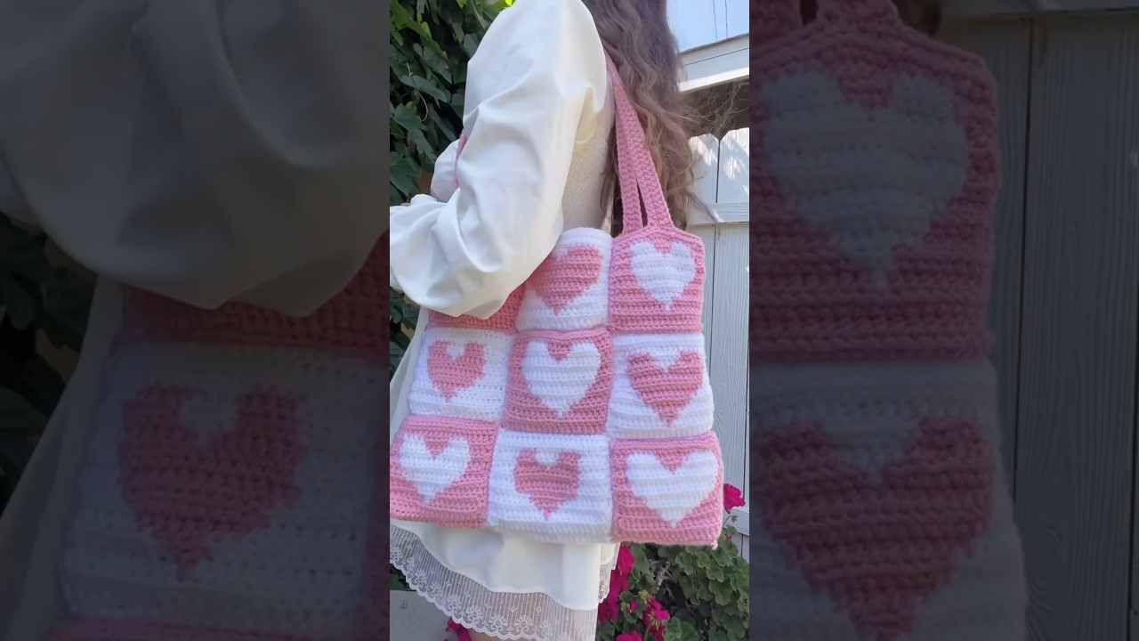 how to crochet a heart tote bag｜TikTok Search