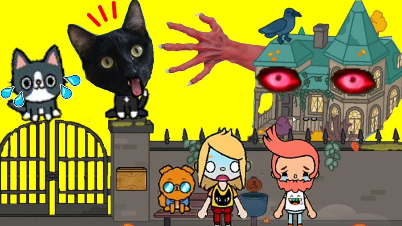 24 horas en la casa de Halloween de Toca Life World con gatos Luna y Estrella VIDEOJUEGO CON GATITOS