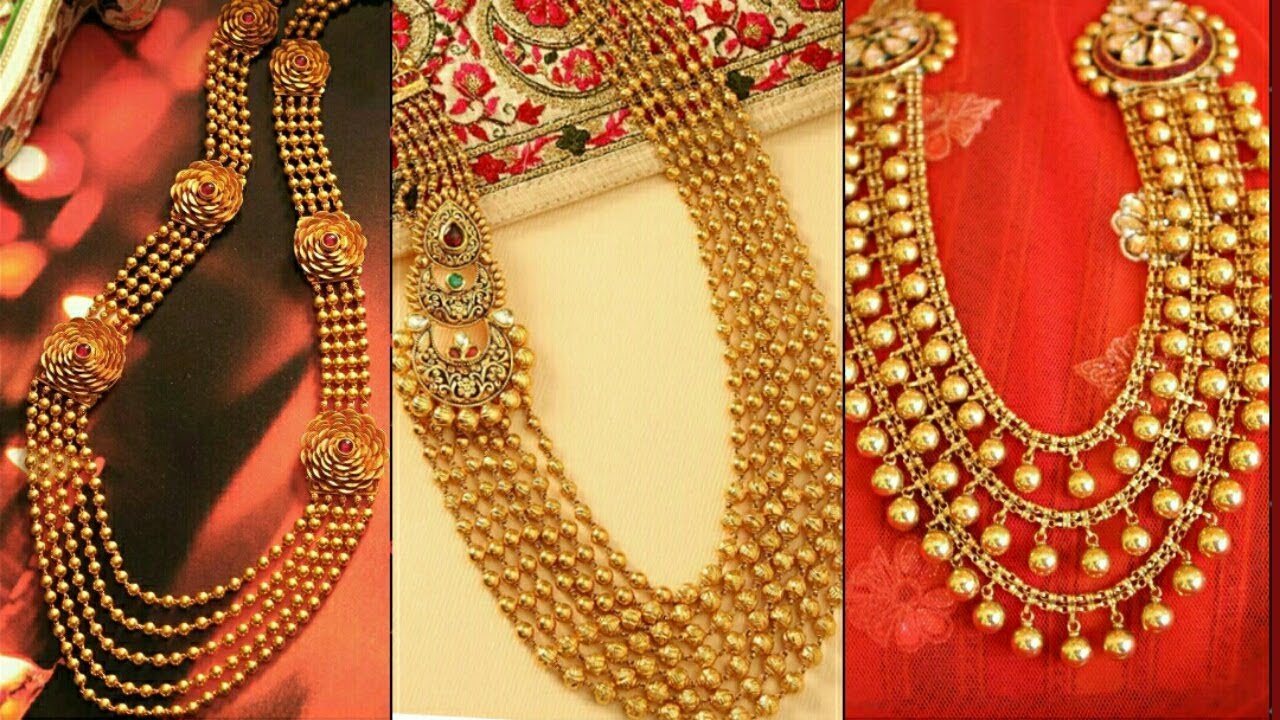 Latest Gold Multilayer haram designs | Antique gold necklace collection  kundan Necklaces - YouTube