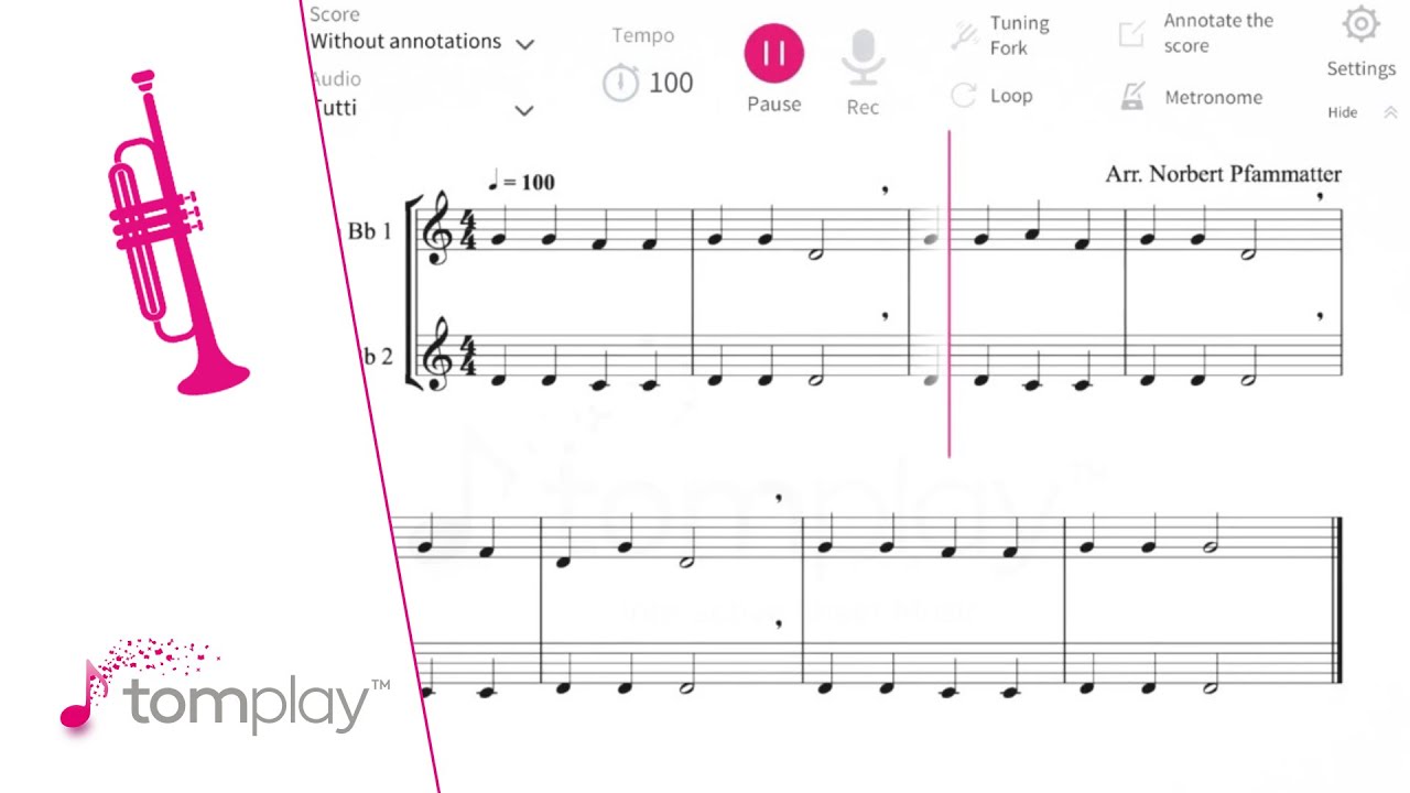 Pfammatter: Jeu de quartes - Sheet Music for Trumpet (Beginner level)