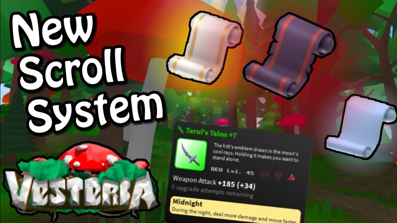 Vesteria New Scroll System Roblox - roblox vesteria how to get mushroom