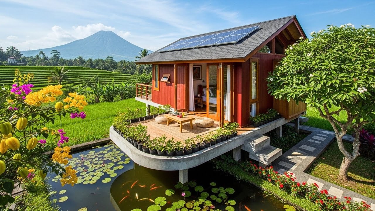 20 Inspirasi Rumah Mungil Tropis Di Tepi Sawah Dengan View Gunung Yang Menakjubkan