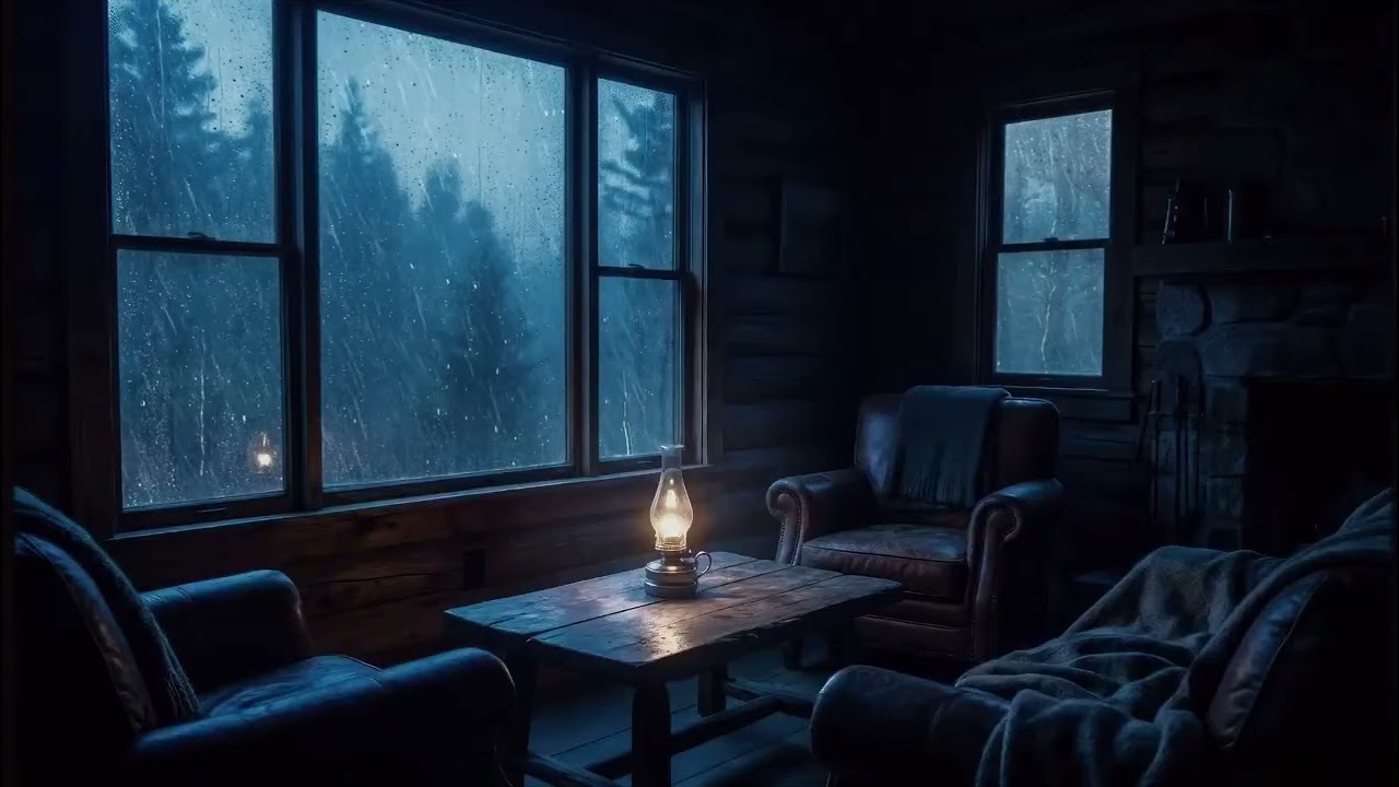 Heavy Rain Sounds for Sleeping – 8 Hours of Deep Forest Cabin Isolation & Stormy Night, No Music