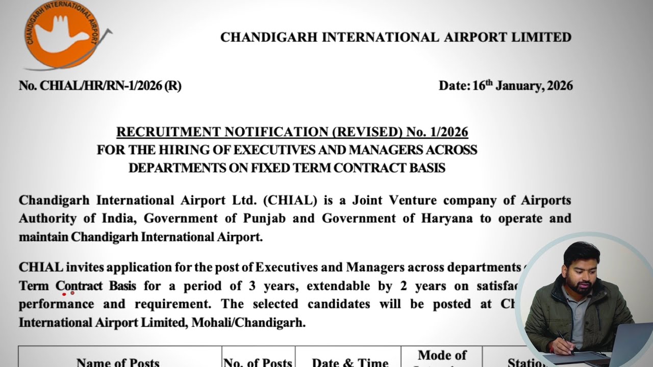CHIAL Recruitment 2026 | Executives & Managers Vacancy at Chandigarh International Airport