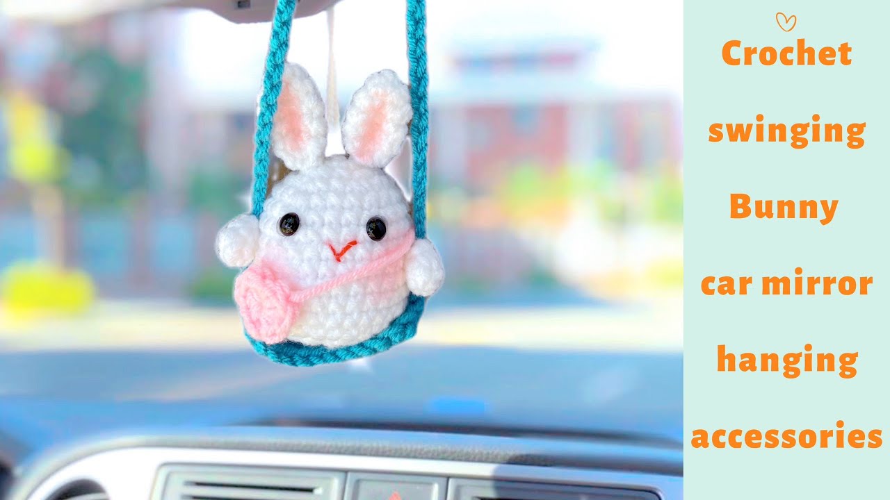 Crochet swinging Bunny 🐰 car mirror hanging accessories