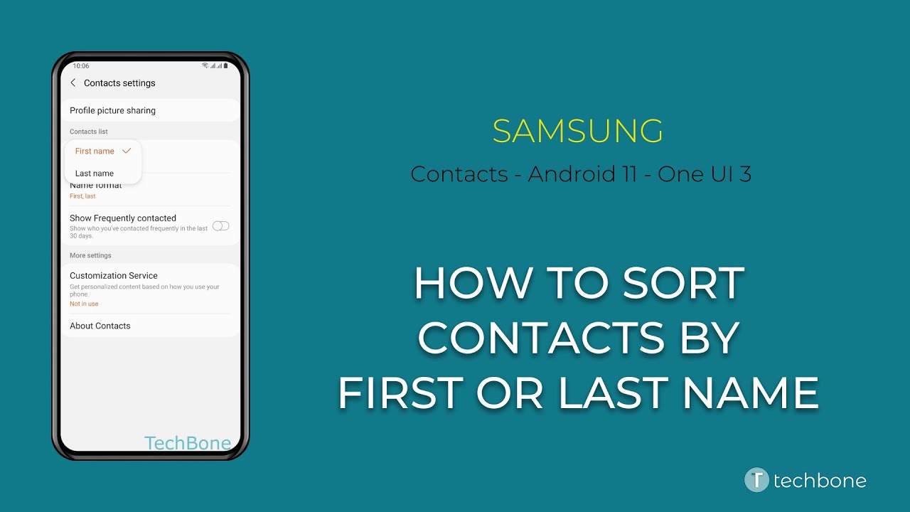 How to Sort Contacts by First name or Last name - Samsung Contacts [Android  11 - One UI 3] - YouTube