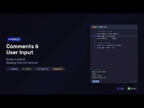 Learn Lua in Neovim: Comments & User Input — io.read() & tonumber() | Episode 6