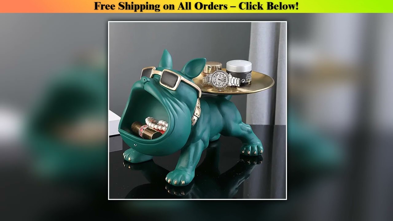 30cm/11.8inch Home Decor Bulldog Figurine Dog Statue Key Storage Box Animal Ornament Resin Craft