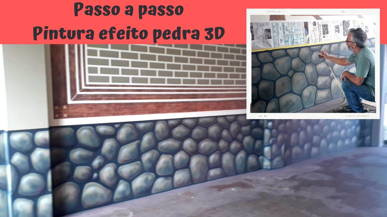 Como pintar efeito pedra 3D.  Passo a passo.