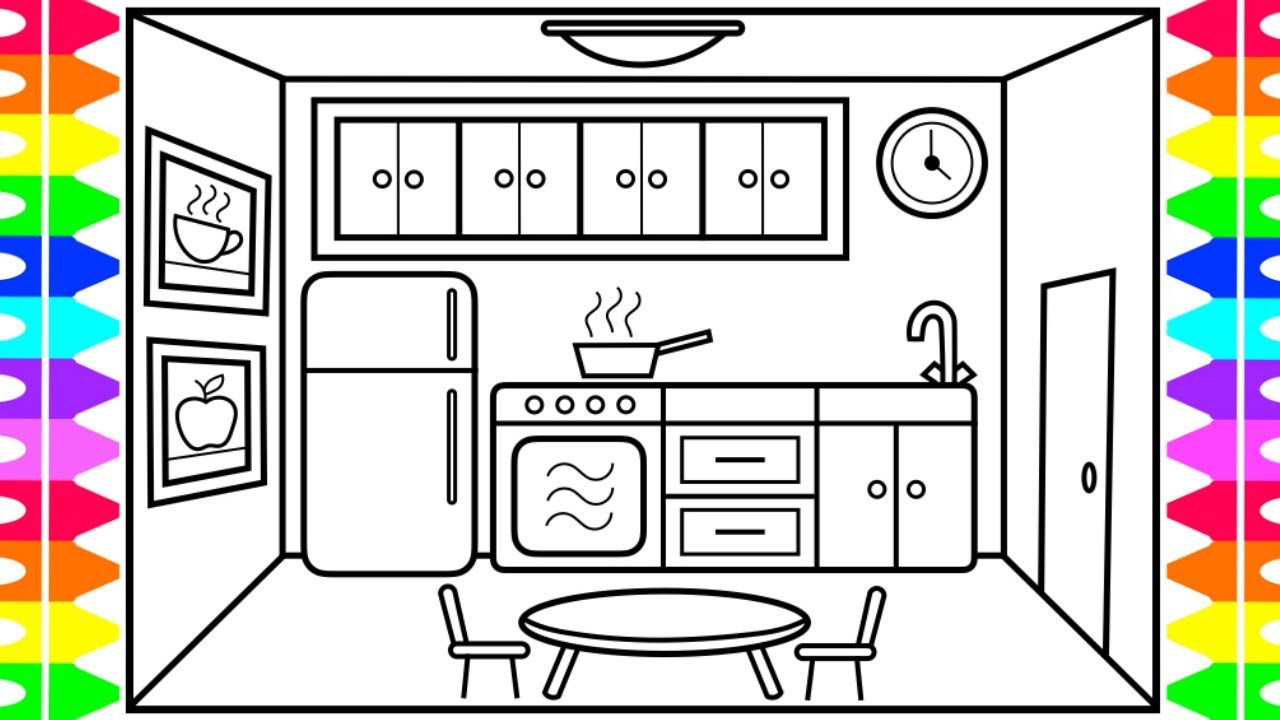 How to Draw a Kitchen Easy for Kids Kitchen Drawing